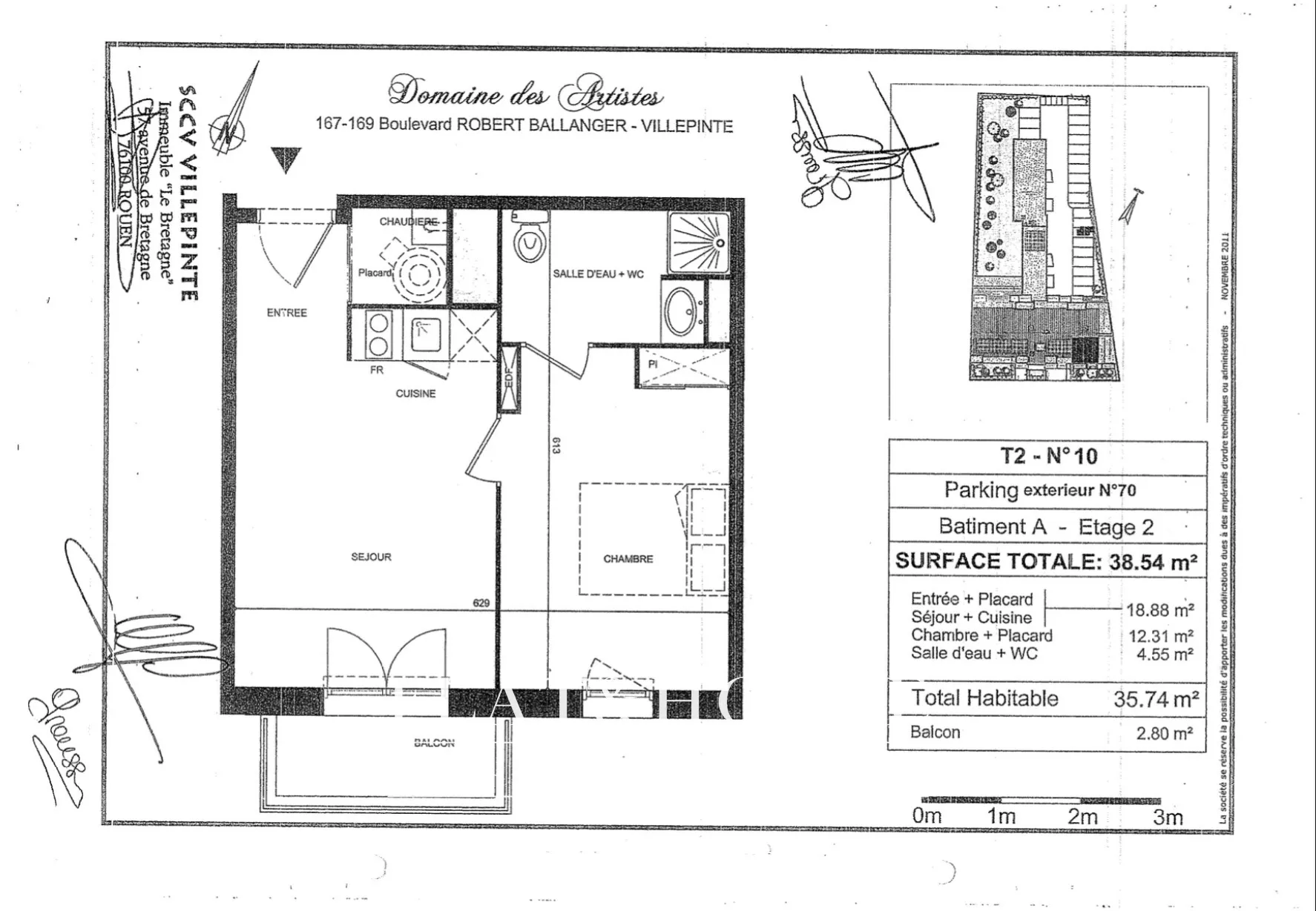 À vendre : Appartement T2 de 39 m² à Villepinte - 137 500 € 