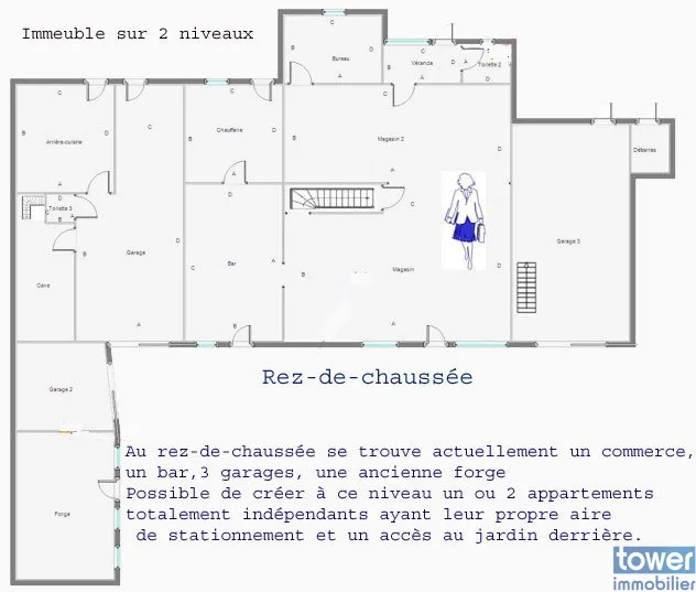 Immeuble mixte à Saint Saud Lacoussière - 500 m² - 5 chambres - Terrain 4000 m² 