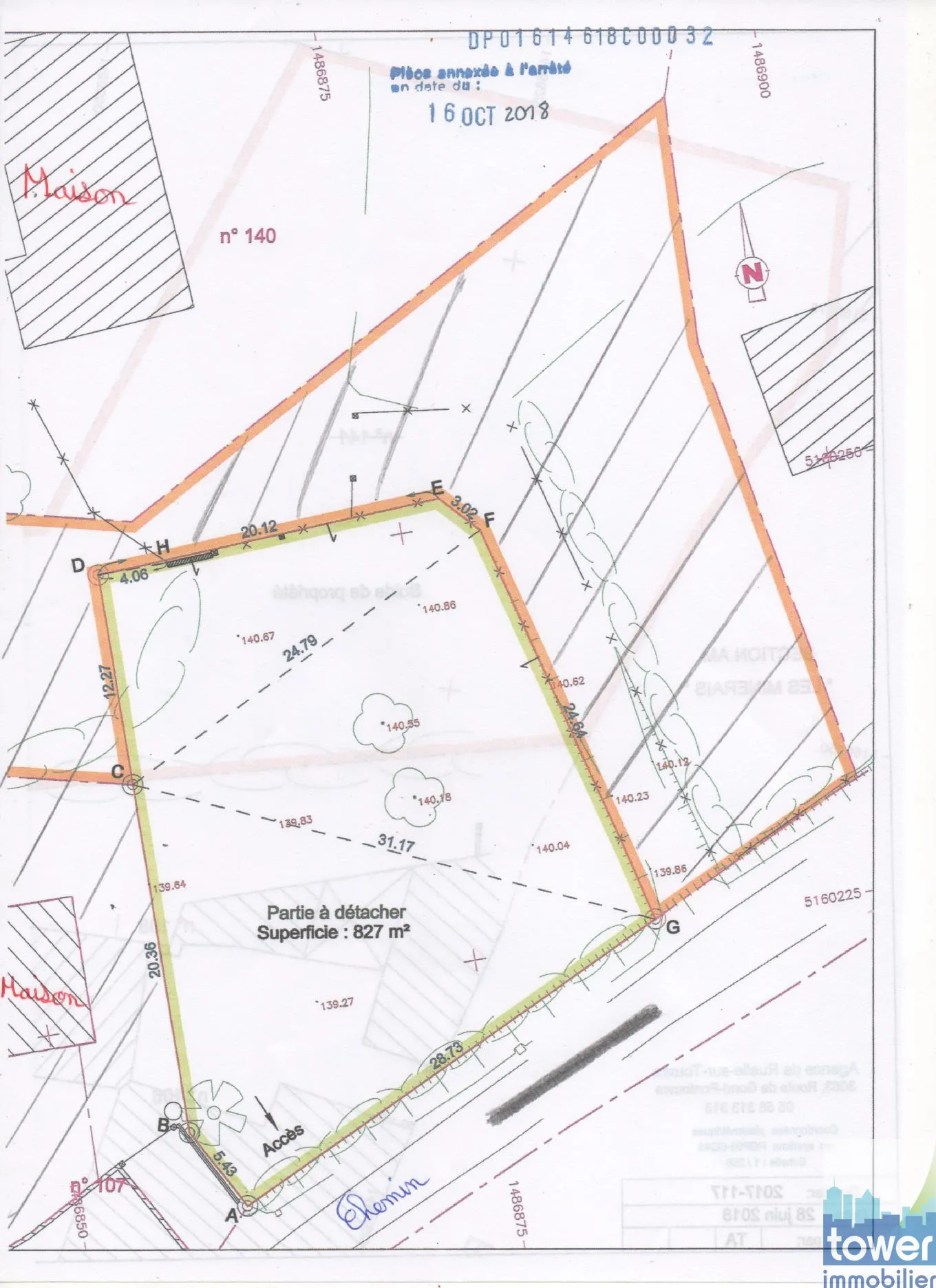 Terrain constructible de 827 m2 à Garat près de Soyaux 