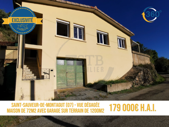 Maison individuelle de 72m² sur 1200m² à Saint-Sauveur-de-Montagut