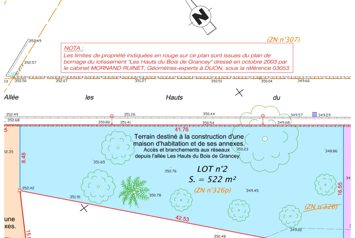 Terrain viabilisé de 522 m² à Messigny et Vantoux 