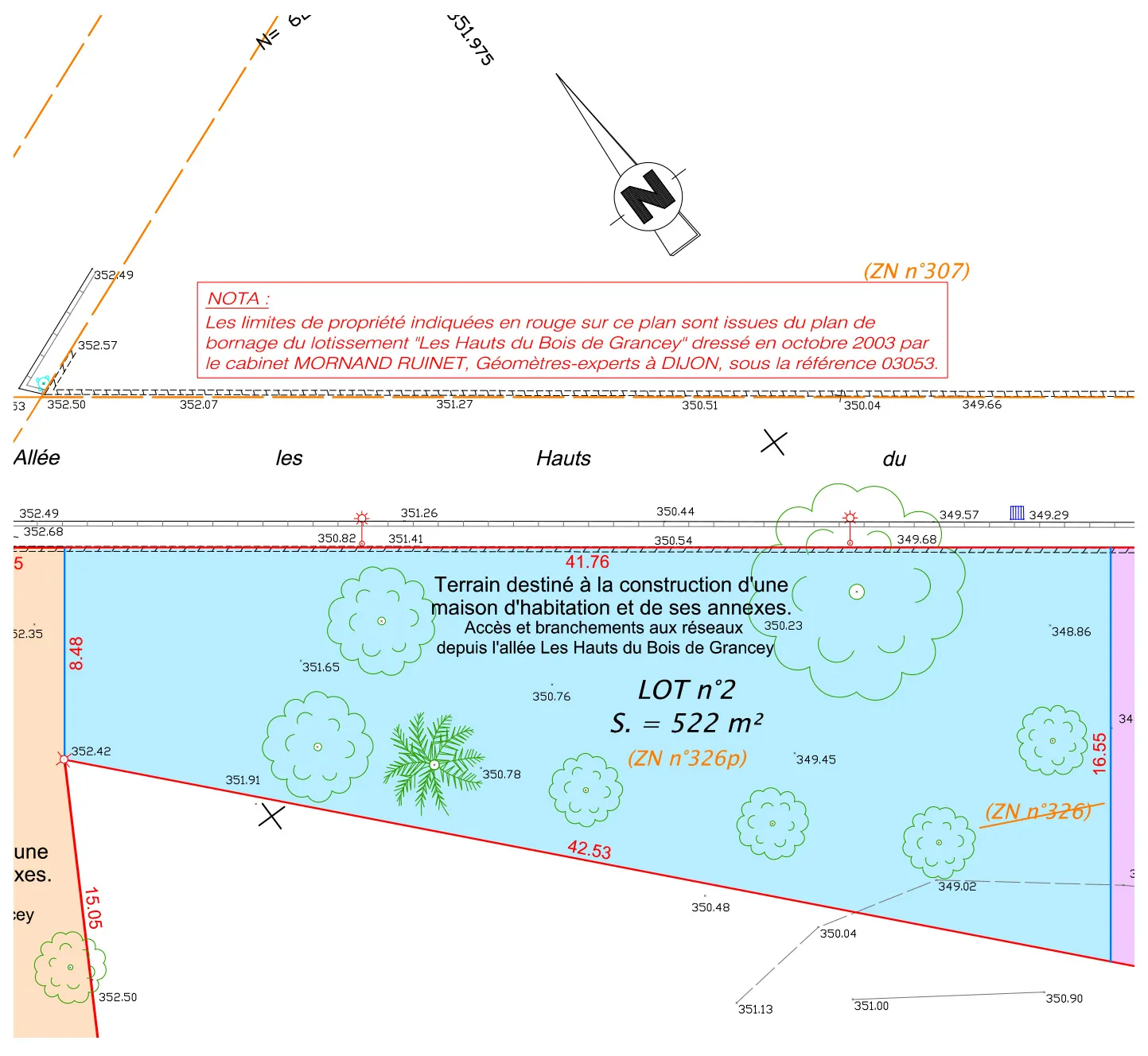 Terrain viabilisé de 522 m² à Messigny et Vantoux 