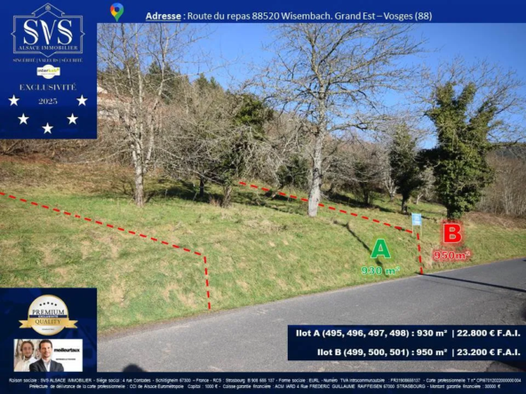 Terrains constructibles à Wisembach de 930 à 1880 m² à vendre