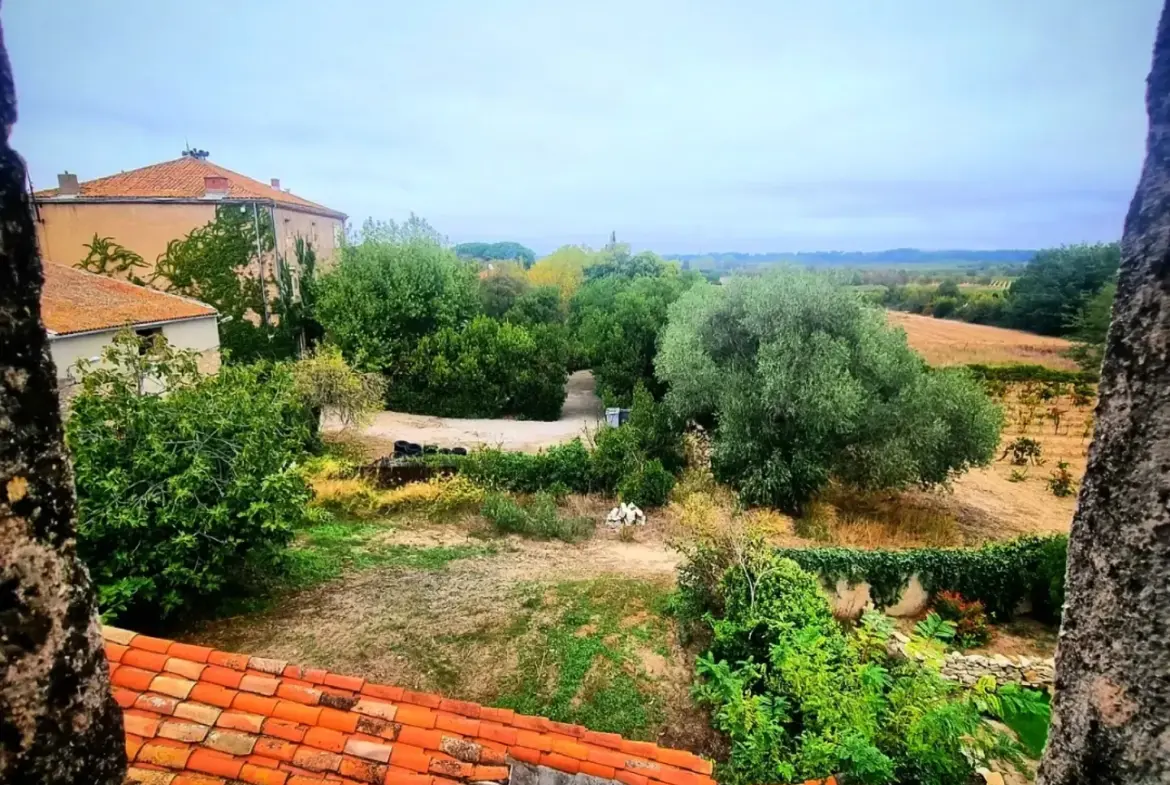 Grande maison avec cour et grenier aménageable à vendre à St Marcel sur Aude 