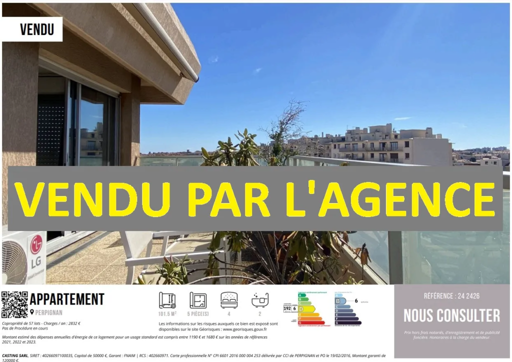 Appartement T5 avec Terrasse et Garage à Perpignan