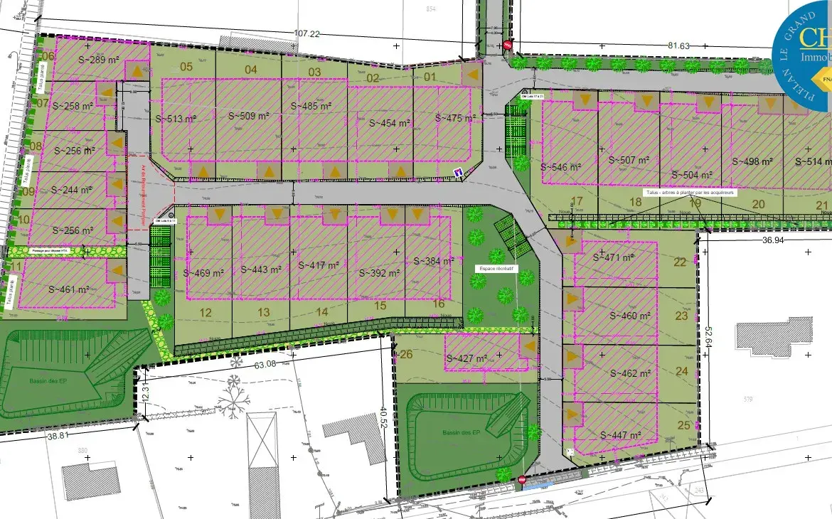 Vente terrain constructible 241m2 à GUER (56380) 