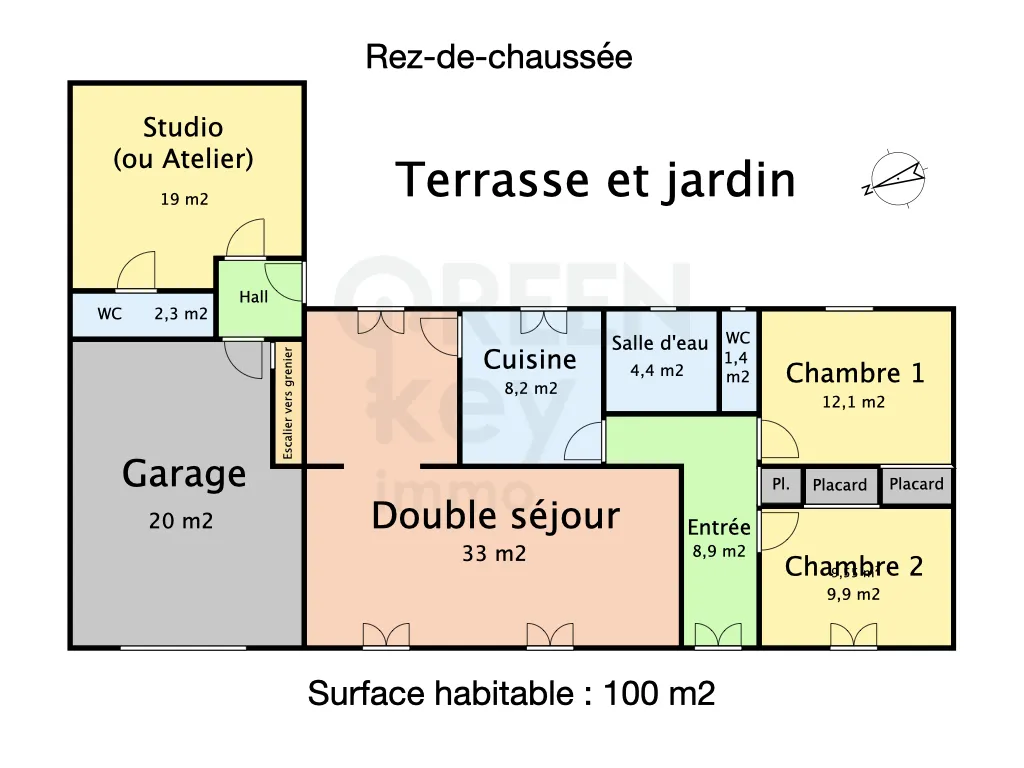 Maison de 100 m2 à Ouagne sur 2955 m2 de terrain 