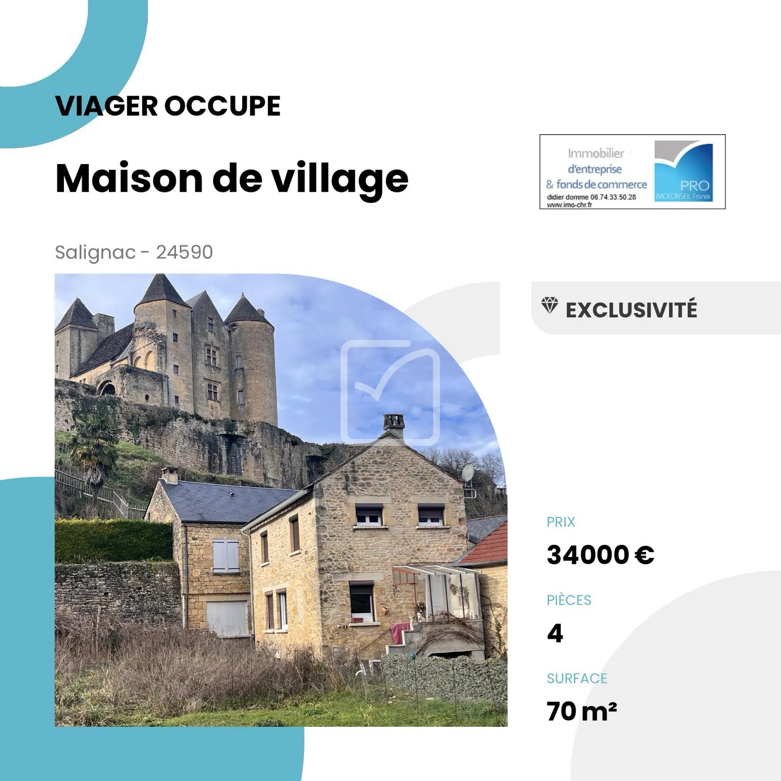 Maison en viager occupé à Salignac près de Sarlat 