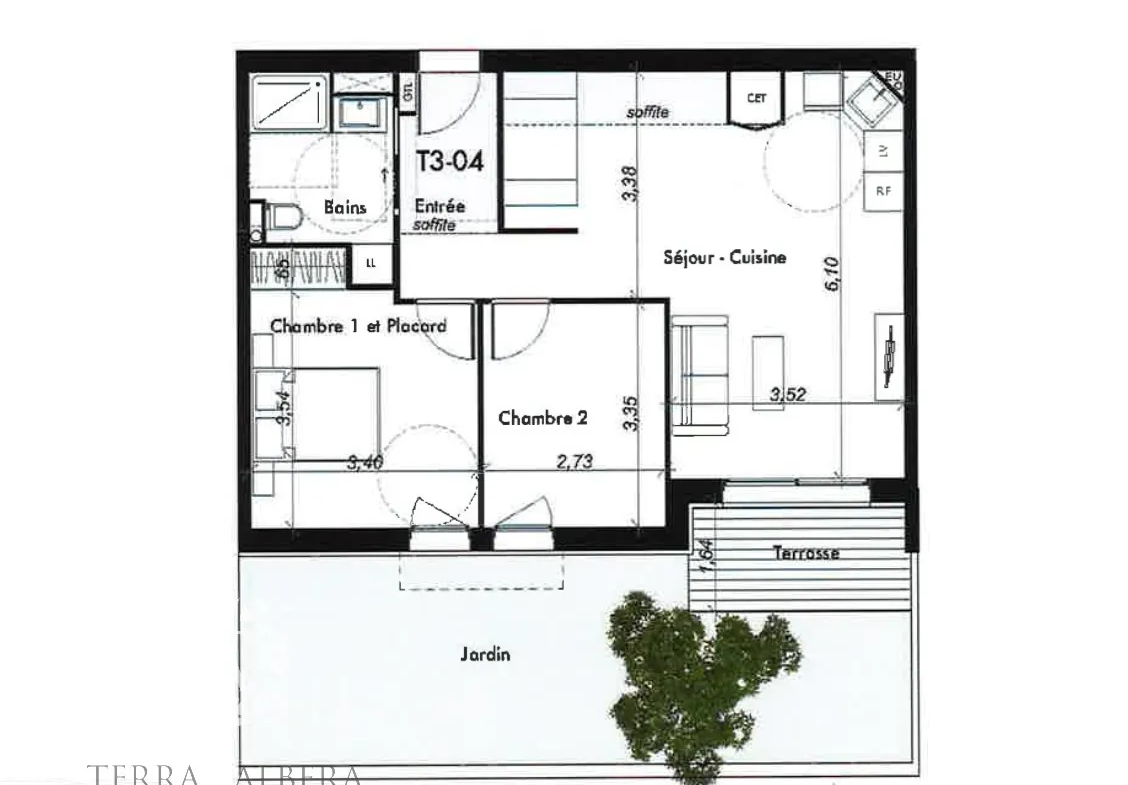 Appartement neuf 3 pièces avec jardin et parking aux Angles 