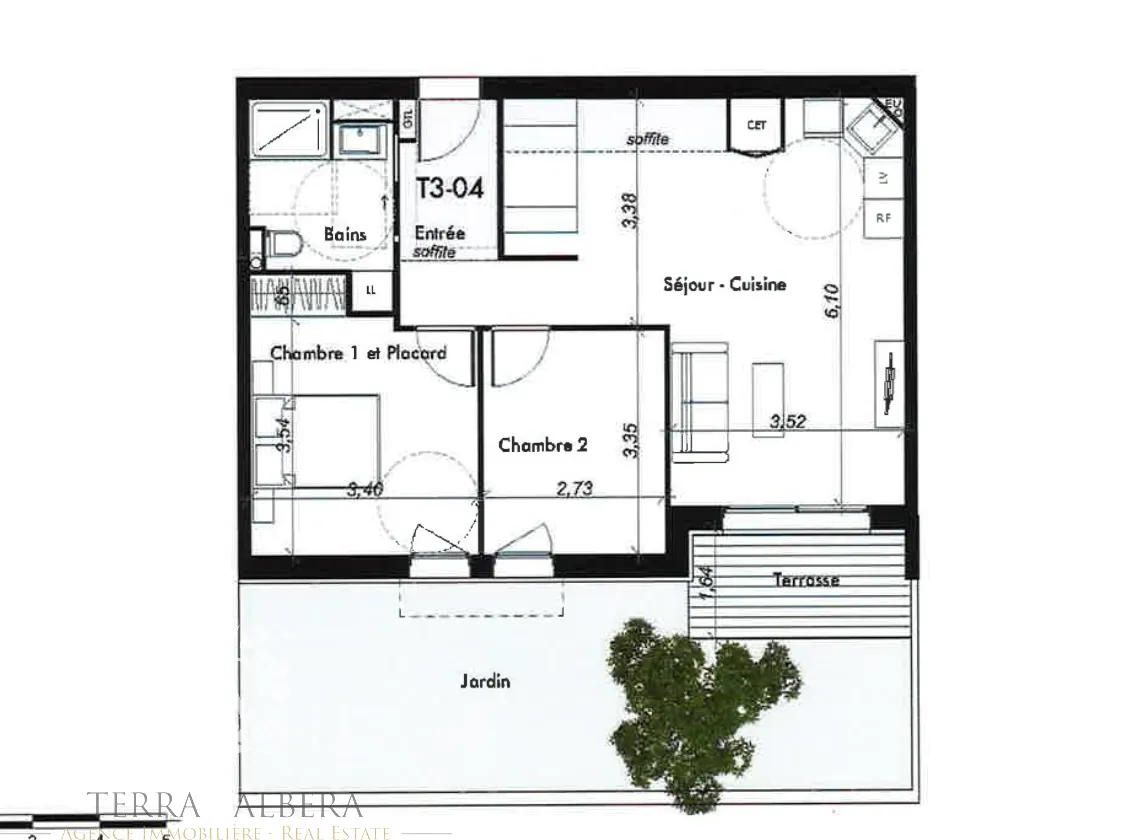 Appartement neuf 3 pièces avec jardin et parking aux Angles 