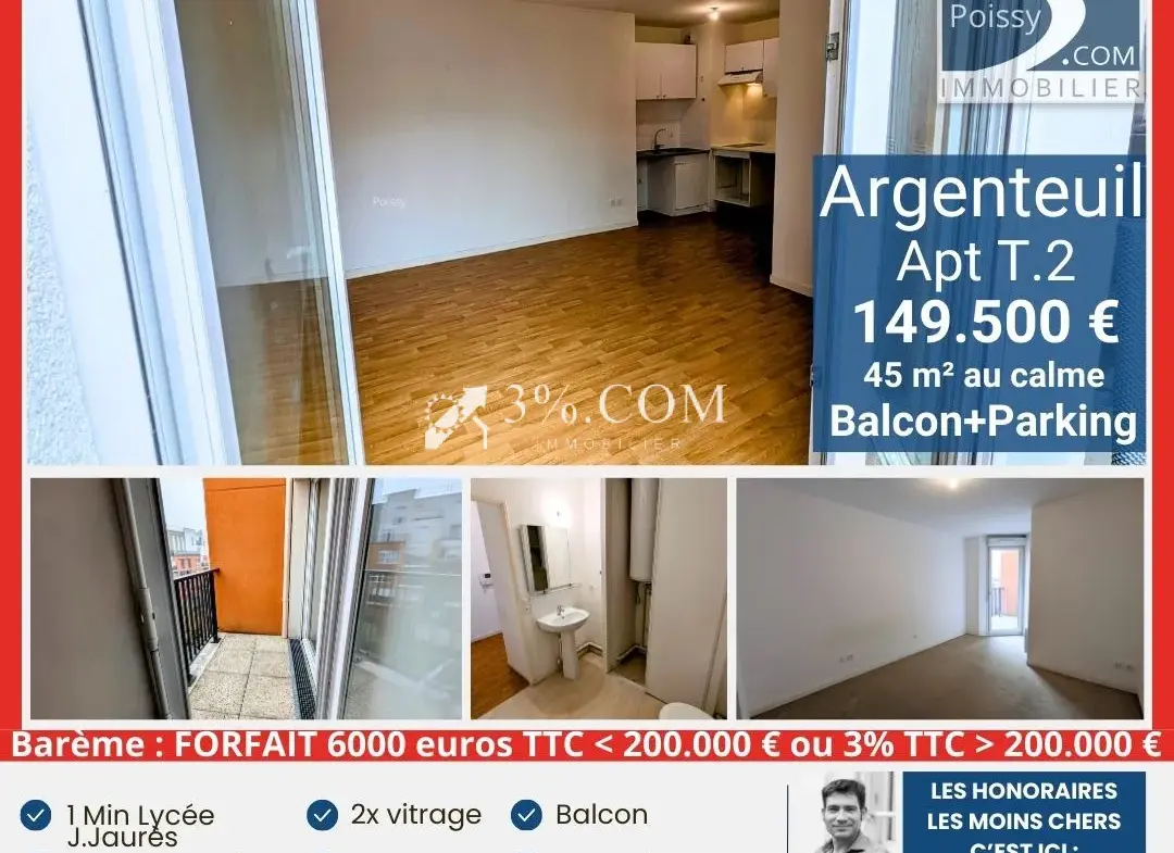 Appartement 45 m² avec balcon et parking à Argenteuil 