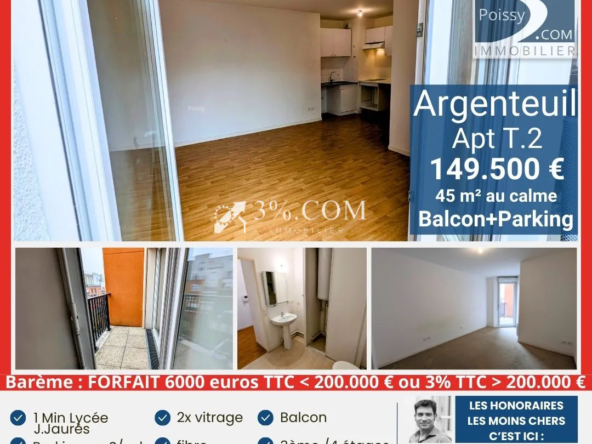 Appartement 45 m² avec balcon et parking à Argenteuil