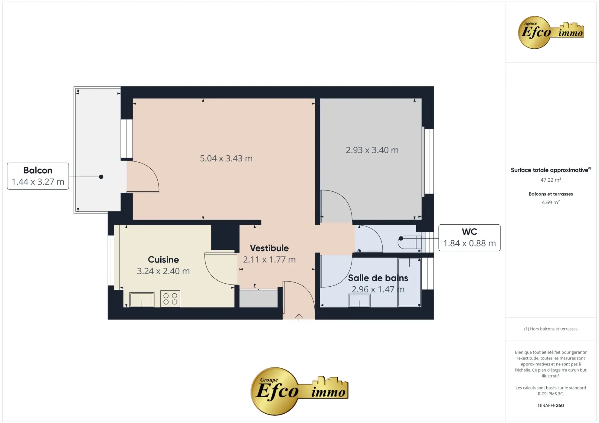 Appartement T2 à Saint-Louis - 47,85 m² avec parking 