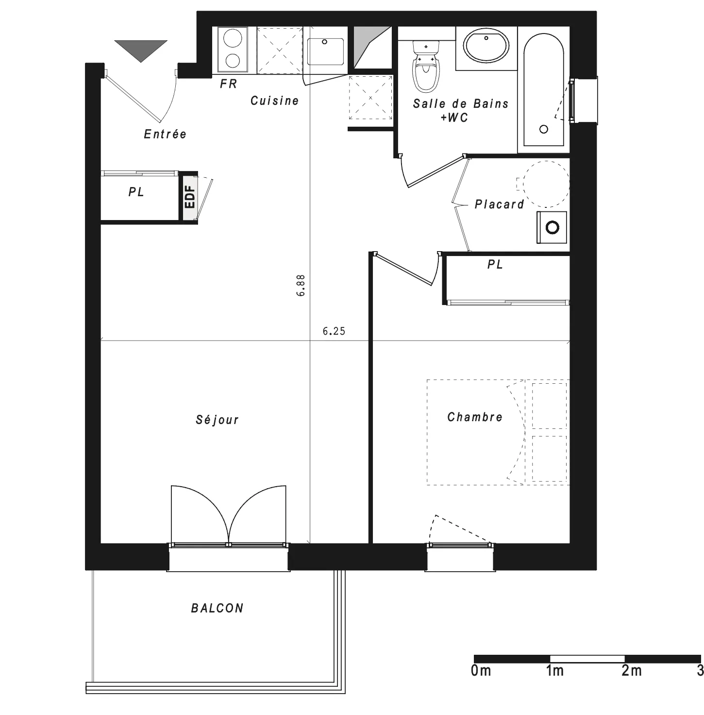 Appartement T2 à vendre à Le Taillan-Médoc avec balcon et stationnement 