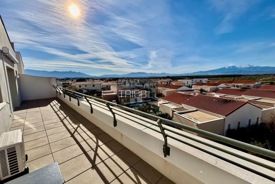 Pollestres - Appartement F3 avec terrasse vue Canigou 