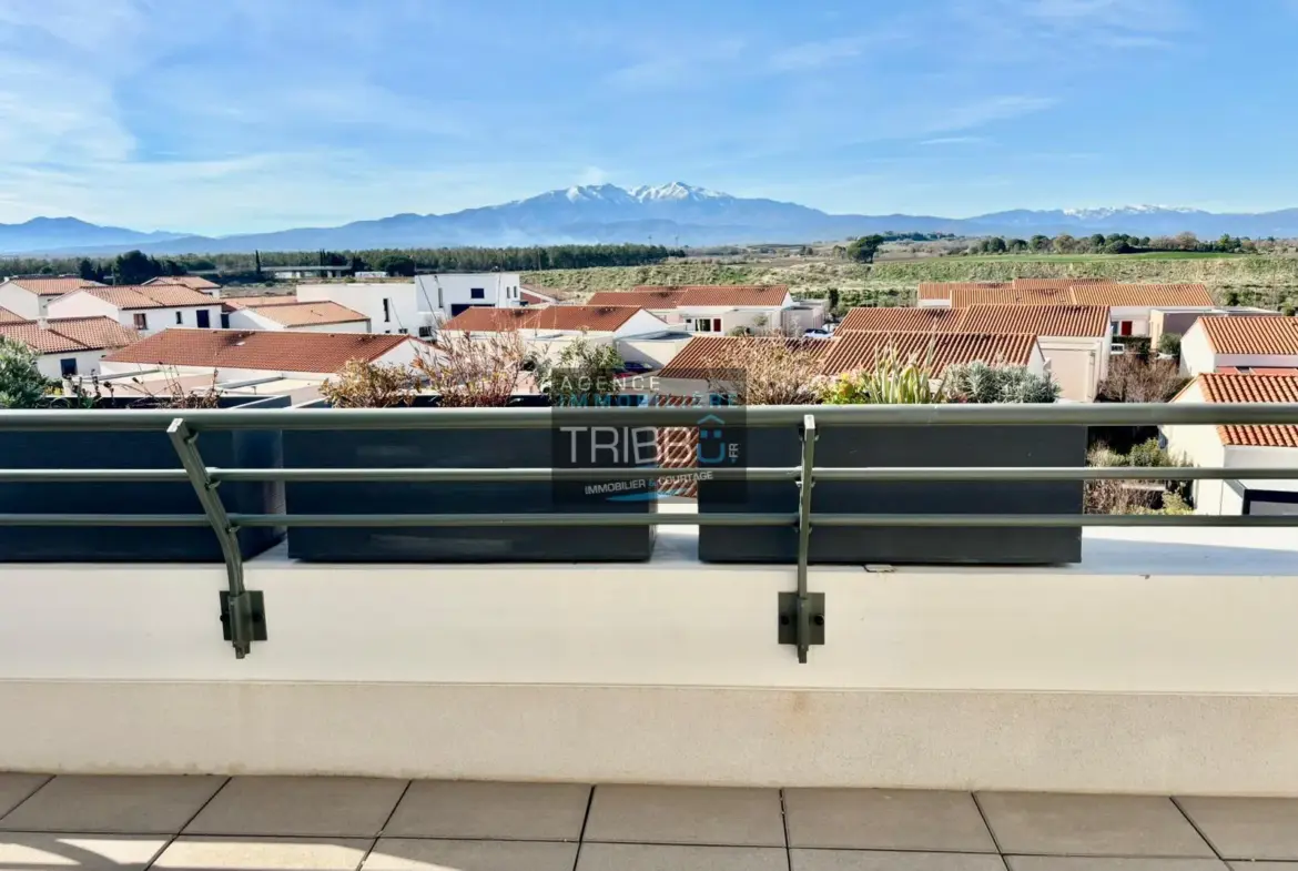 Pollestres - Appartement F3 avec terrasse vue Canigou 